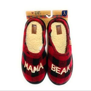 Dearfoams “Mama Bear” Memory Foam Plaid Slippers